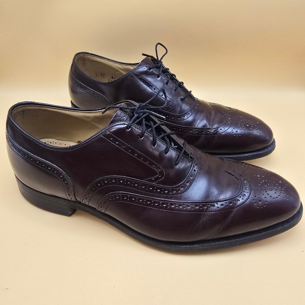 Johnston & Murphy Limited Burgundy Leather Wingtip Oxford Dress Shoes Mens 11 C